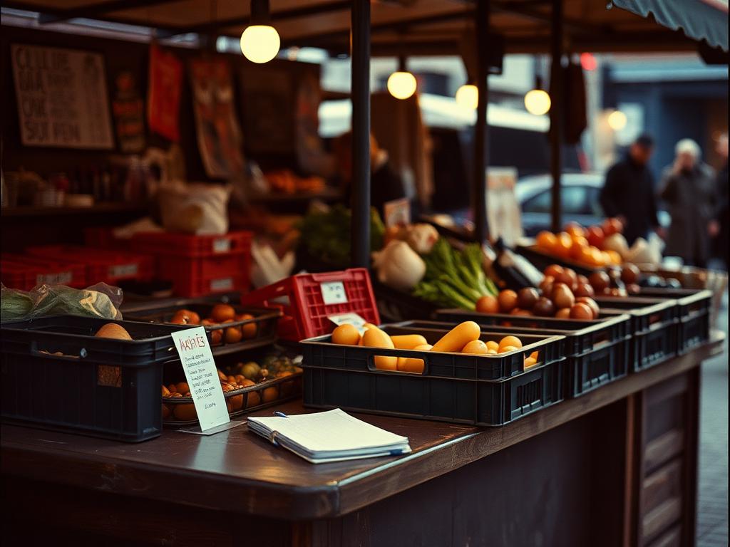A morning market, a small notebook